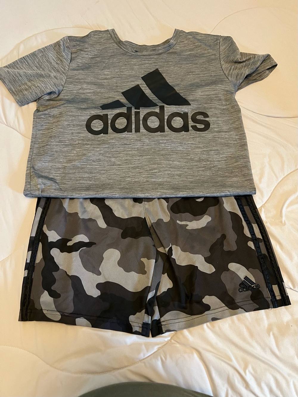 adidas Heather Gray Athletic Tee with Black Logo